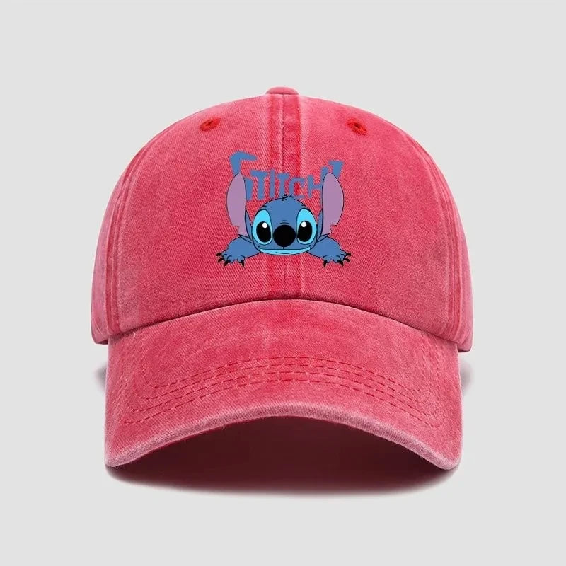 Stitch Casual Hat Kawaii Cartoon Anime Figure Baseball Caps Breathable Snapback Sun Hats Adjustable Peaked Cap Unisex Kids Gifts