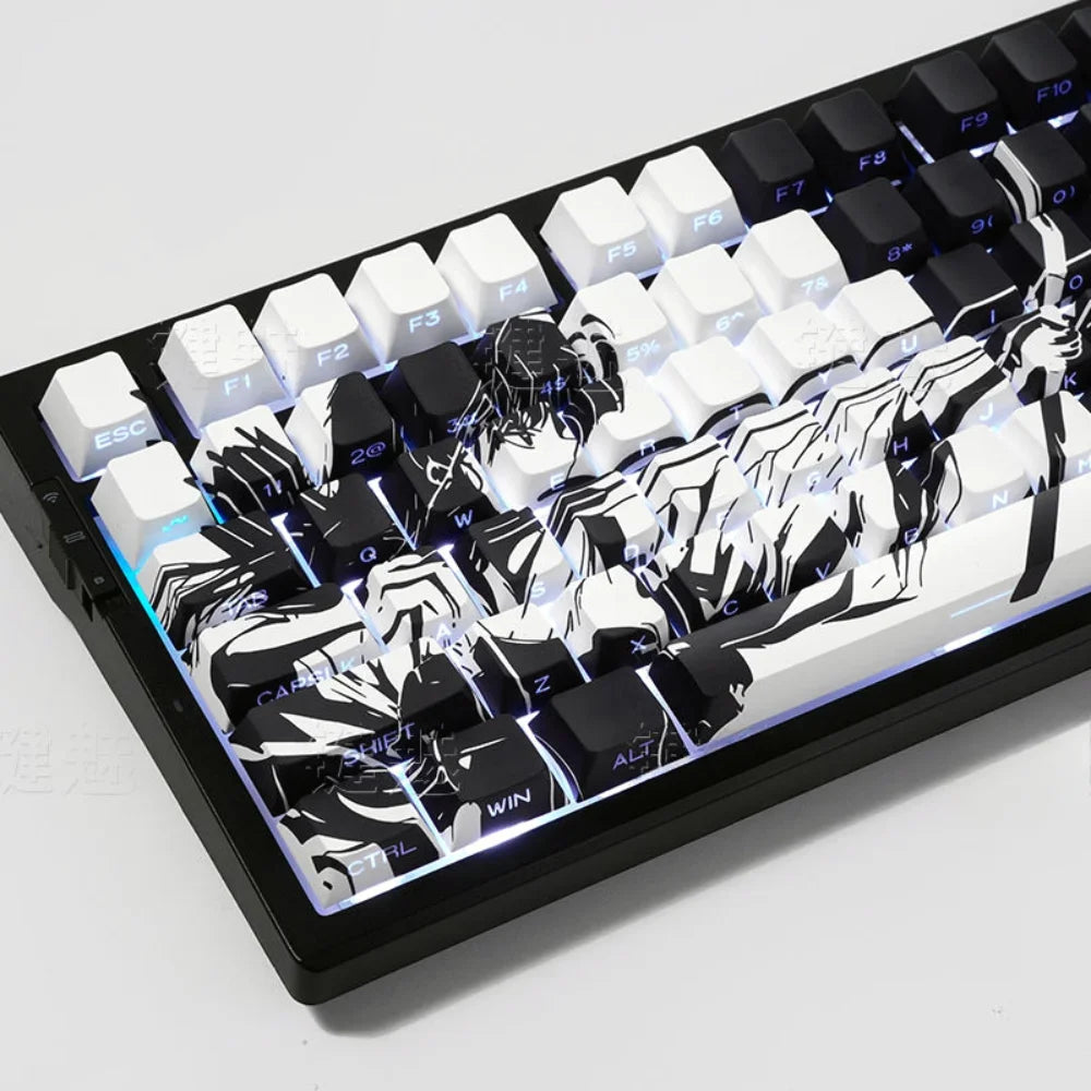 Anime Platycodon Cherry Key Cap Set PBT 130 Key Side Engraved Light Transmission for 60/84/98/108 Mechanical Keyboard ISO