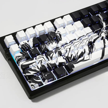 Anime Platycodon Cherry Key Cap Set PBT 130 Key Side Engraved Light Transmission for 60/84/98/108 Mechanical Keyboard ISO