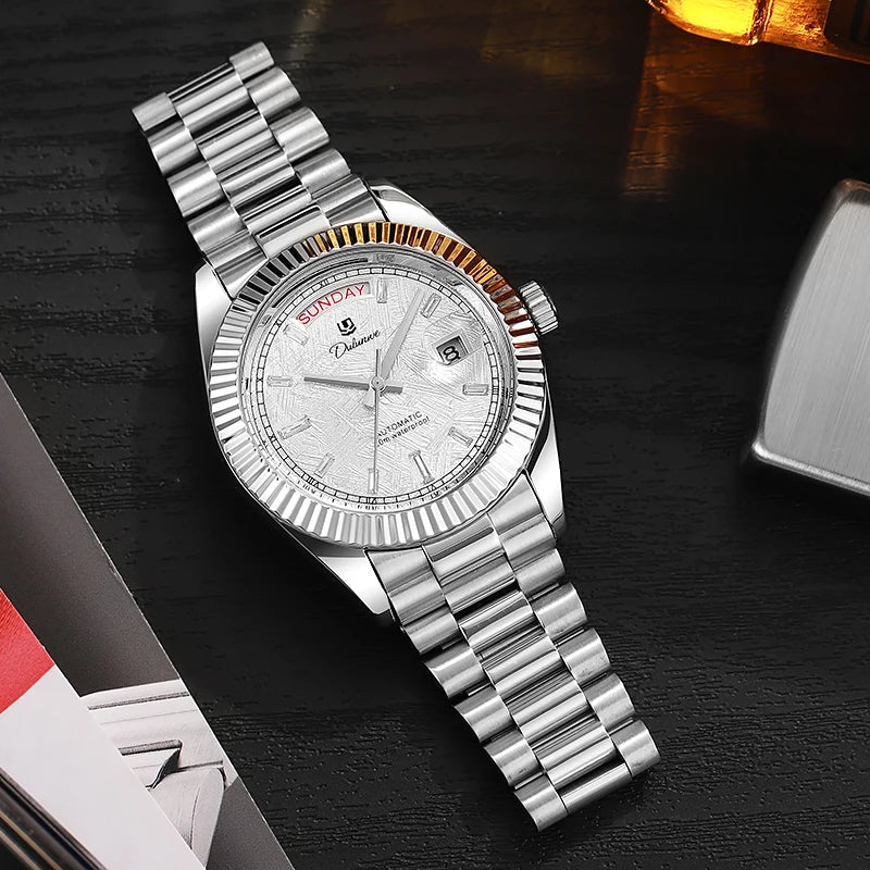 Top Brand Business Men's Watches Luxury Calendar Week Automatic Mechanical Watch for Man Waterproof Gold Stainless Steel