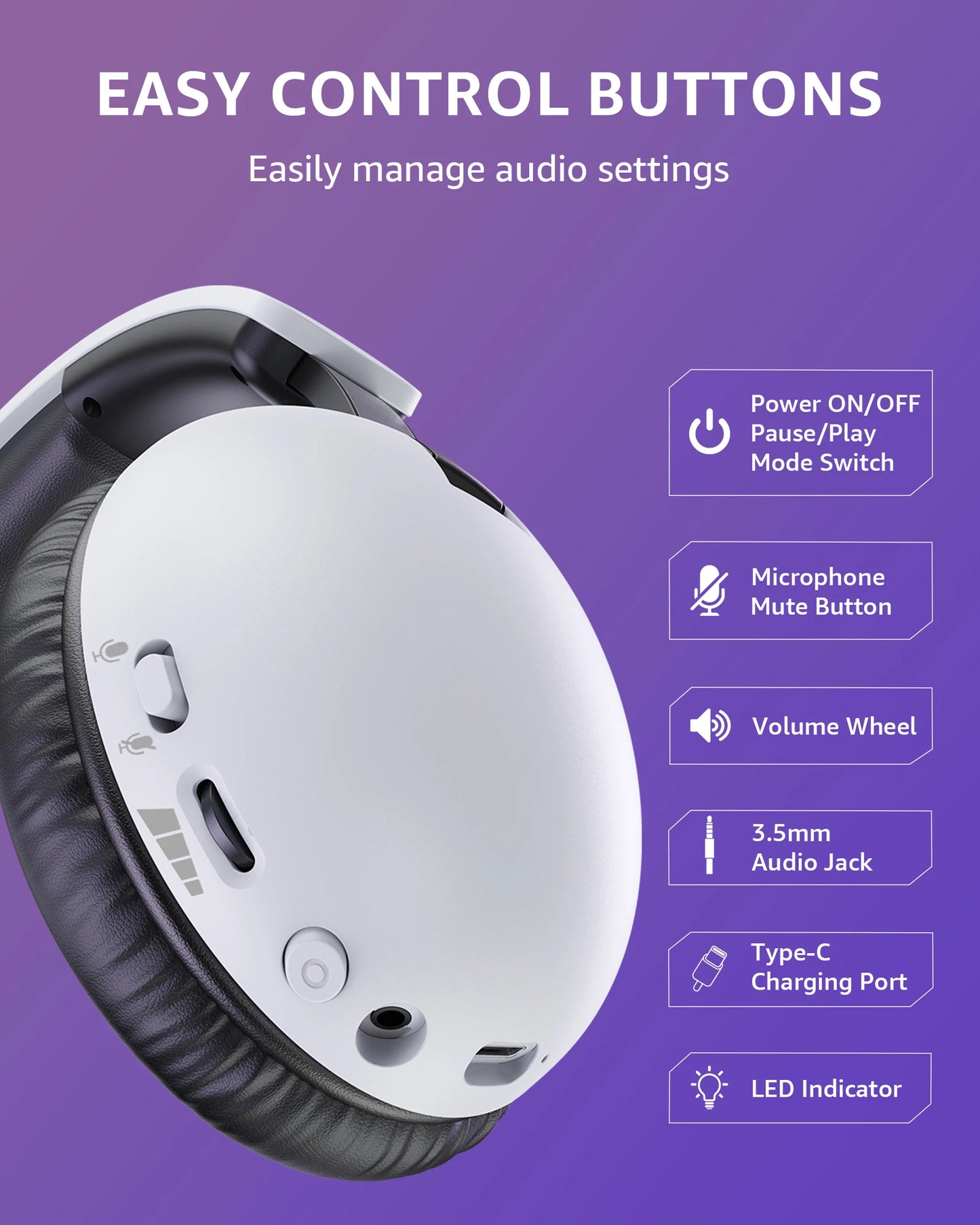 Acinaci BL500 Wireless Gaming Headset 2.4G Bluetooth 5.3 & Wired – Noise Cancelling Mic, 30H Battery, 50mm Drivers for PC, PS5, PS4