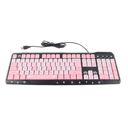 104 Keys USB Wired Keyboard Ultra Thin Cute Cartoon Ergonomic Computer Keyboard Plug and Play for Home PC Laptops