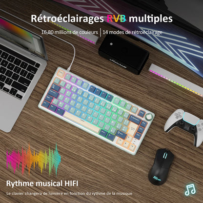 RK Royal Kludge R75 Gasket Wired Mechanical Keyboard 80 Keys RGB Backlit Hot-swappable Spanish Gamer Keyboard MDA PBT Keycaps