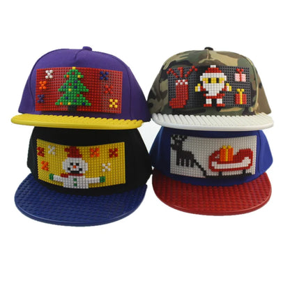 Tegneserie-patchwork-baseballkasketter, DIY-blokke, snapback-kasketter, hiphop-kasketter til mænd og kvinder, aftagelige pixel-kasketter, dad hats, kasketter til børn og voksne