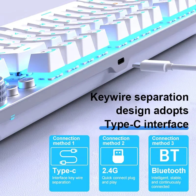 AULA F3001 Mechanical Keyboard Bluetooth Wireless Three Mode Metal Panel Two-color Injection Molding Cool Backlight Effect 87Key