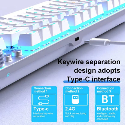 AULA F3001 Mechanical Keyboard Bluetooth Wireless Three Mode Metal Panel Two-color Injection Molding Cool Backlight Effect 87Key