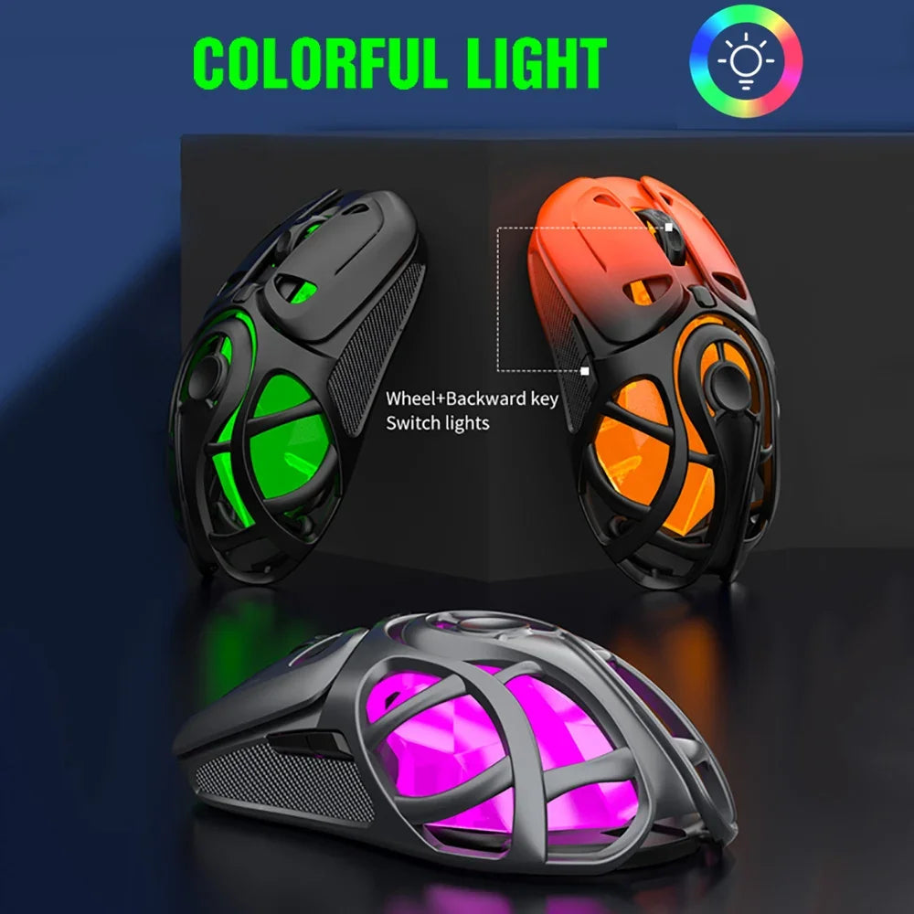 X10 Tri-Mode Gaming Mouse Wireless Bluetooth Gaming Mouse, 10000 DPI RGB Rechargeable Gaming Mouse, BT/2.4G/Wired Gaming Mouse for PC, Mac & Laptop