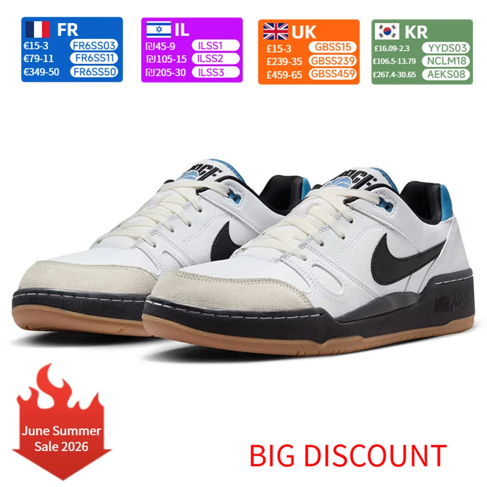 Buty skateboardowe Nike Ful Force Low-Top dla mężczyzn, czarne/białe/niebieskie, HJ7262-100