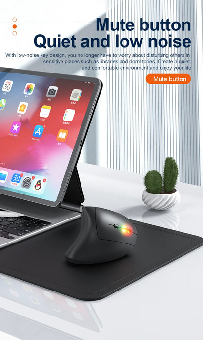 NexusClick Bluetooth Wireless Vertical Mouse, Rechargeable Ergonomic Mouse with 2.4G & Bluetooth, 1600 DPI Adjustable Silent Wireless Mouse for Laptop & PC