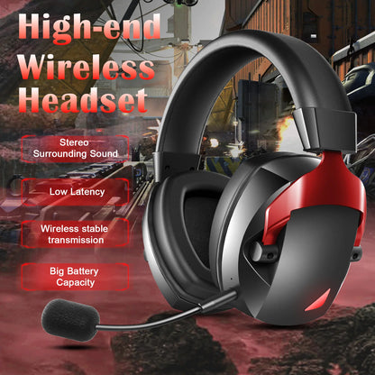 Wireless Gaming Headset with Detachable Noise Cancelling Microphone – 2.4G Wireless, Bluetooth 5.3 & 3.5mm Wired Gaming Headphones for PS5, PC, Xbox, Mobile