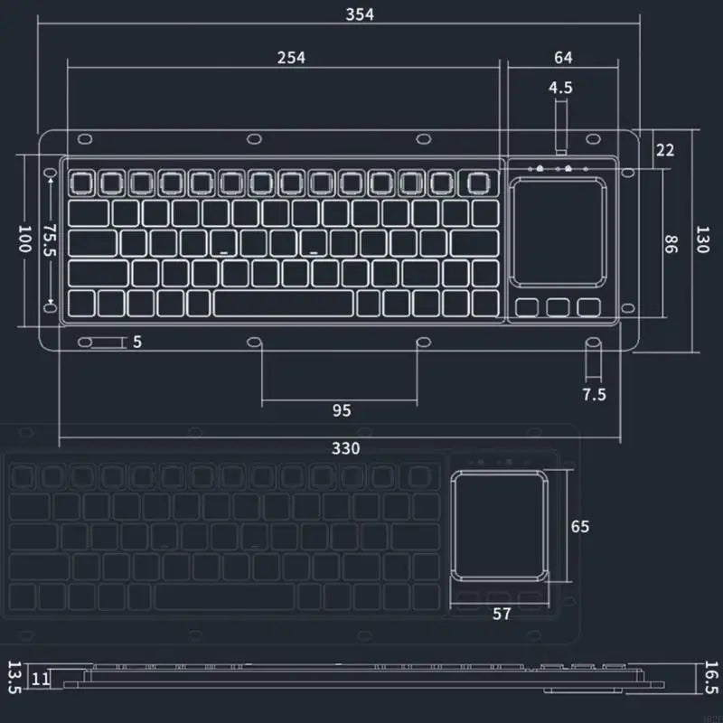 1pc Industrial USB Touches Board Keyboards with Touchpads and High Durability for Medicals and Security Systems