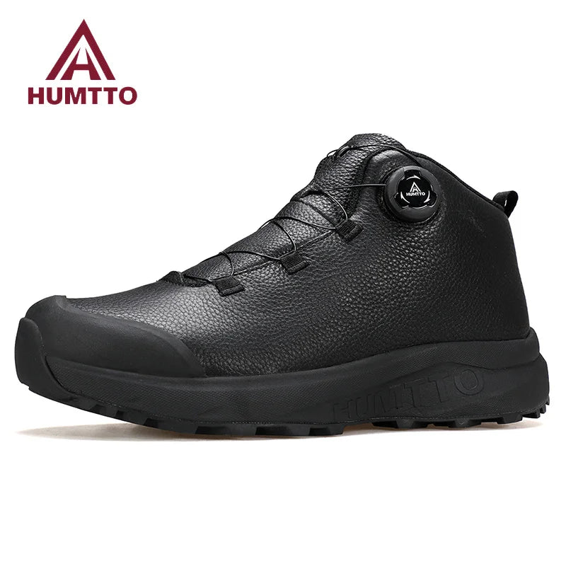 Кожени обувки HUMTTO за мъже – зимни къмпинг и outdoor спортни обувки, дишащи трекинг боти, неплъзгащи туристически маратонки за мъже