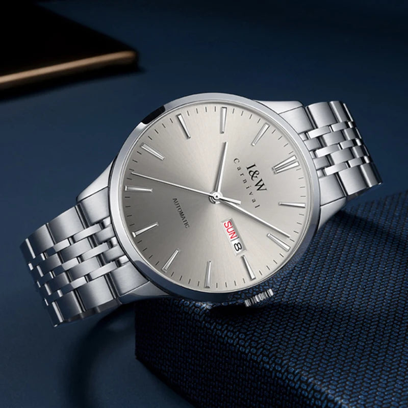 Carnival High-end Series I&W Brand Automatic Mechanical Watches Men Waterproof Watches 316L Steel Sapphire Business Men's Watch