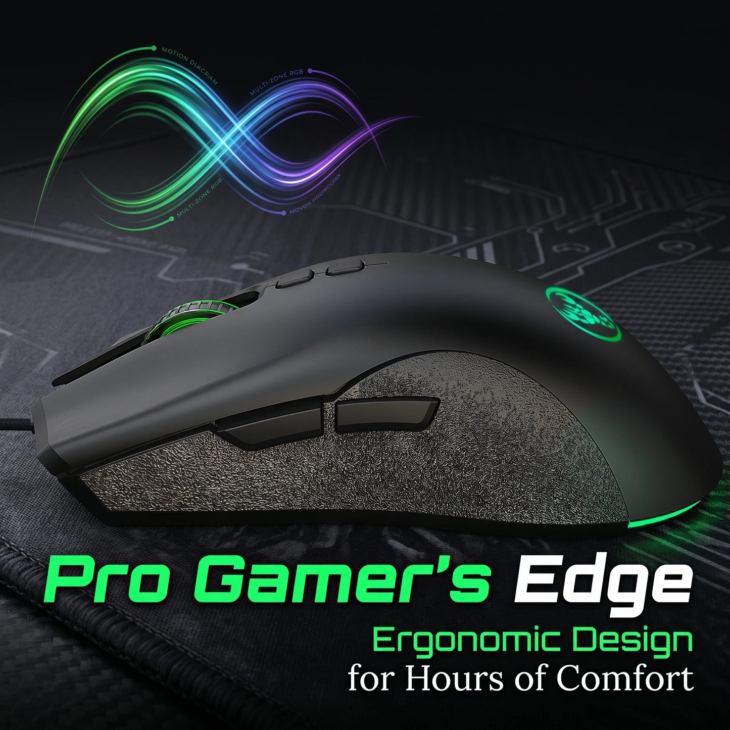High-End Ergonomic Gaming Mouse, USB Wired Gaming Mouse with 6400 DPI, RGB Breathing LED Lights, Anti-Slip Grip, 7 Programmable Buttons for PC