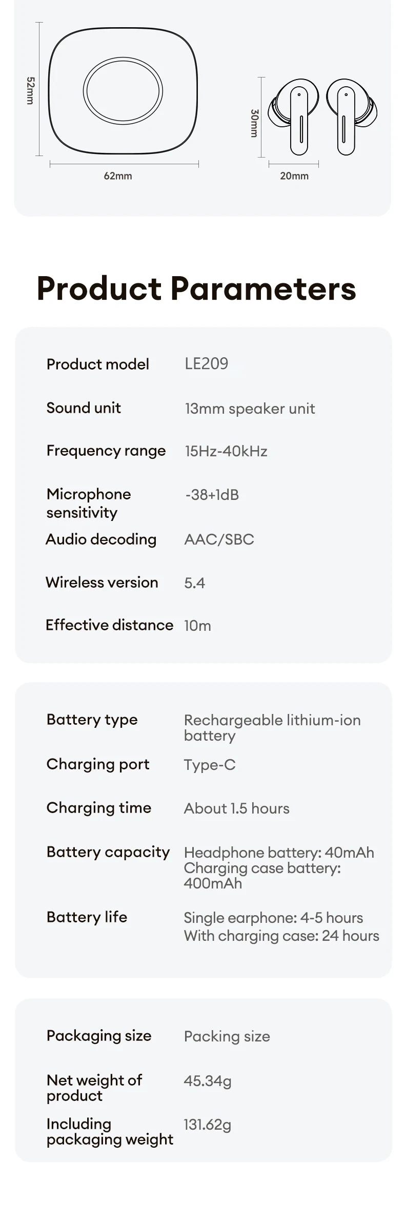 Lenovo LE209 Gaming Headset Wireless Bluetooth 6.0 Earbuds with ANC Noise Reduction, 35H Battery Life Sports Earphones, Waterproof Low Latency Gaming Headphones