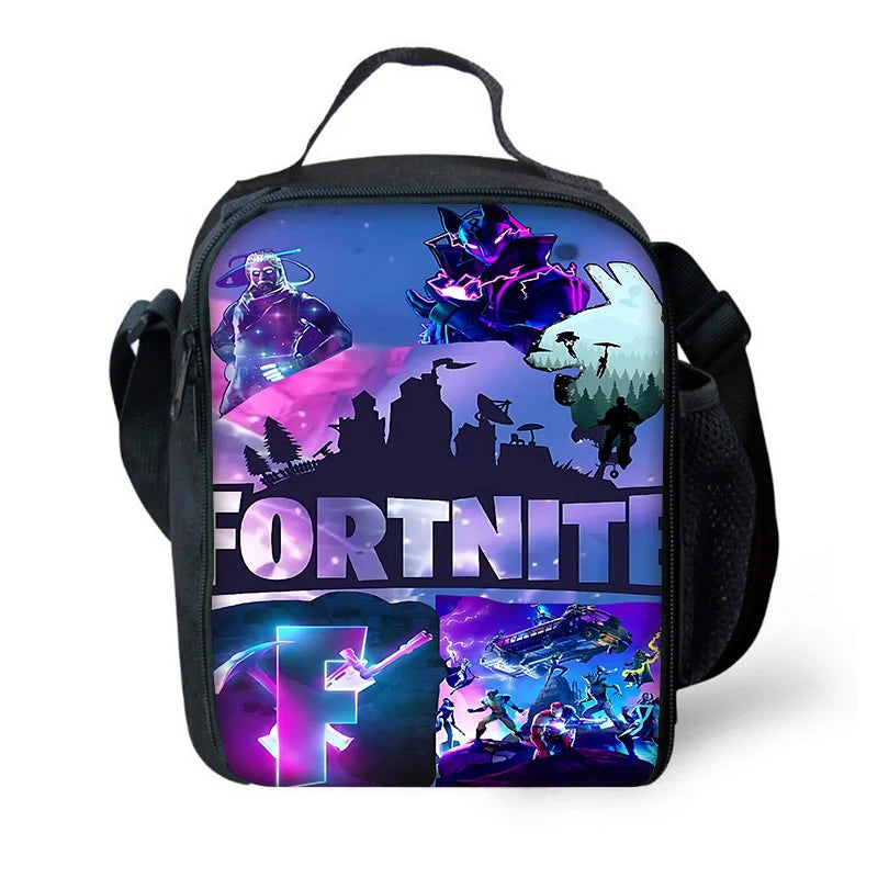 Mochila Escolar Infantil com Lancheira e Estojo, Design de Jogo Popular F-FortniteS, Mochila Escolar para Rapazes e Raparigas, Presente Ideal