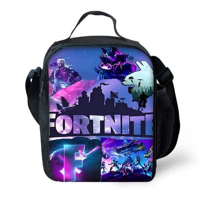 Mochila Escolar Infantil com Lancheira e Estojo, Design de Jogo Popular F-FortniteS, Mochila Escolar para Rapazes e Raparigas, Presente Ideal