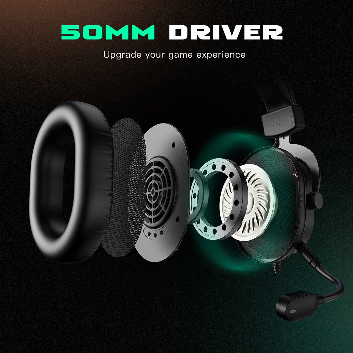 FIFINE RGB Gaming Headset with Mic – 7.1 Surround Sound Wired Over-Ear USB Headphones for PC, PS4, PS5, with EQ Modes & Noise Isolation