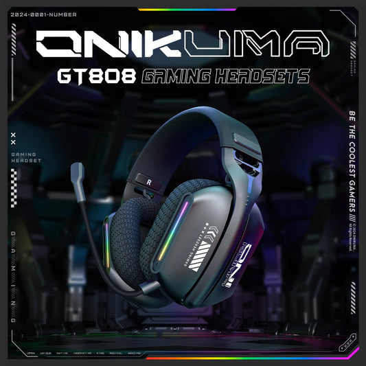 Auriculares gaming inalámbricos ONIKUMA GT808 2.4G/Bluetooth/cableados de 3 modos, circumaurales, con micrófono con cancelación de ruido para PC PS4 PS5