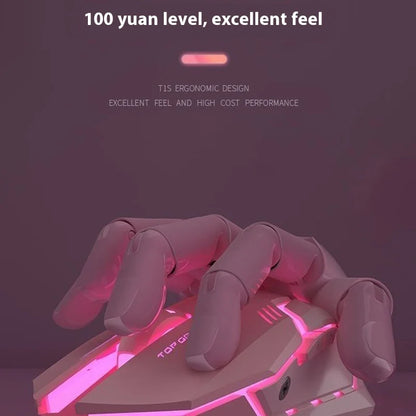 Frontline Pink Gaming Mouse Wireless Bluetooth Silent Mechanical Gaming Mouse, Cute RGB Computer Mouse for Gaming, Office & Laptop