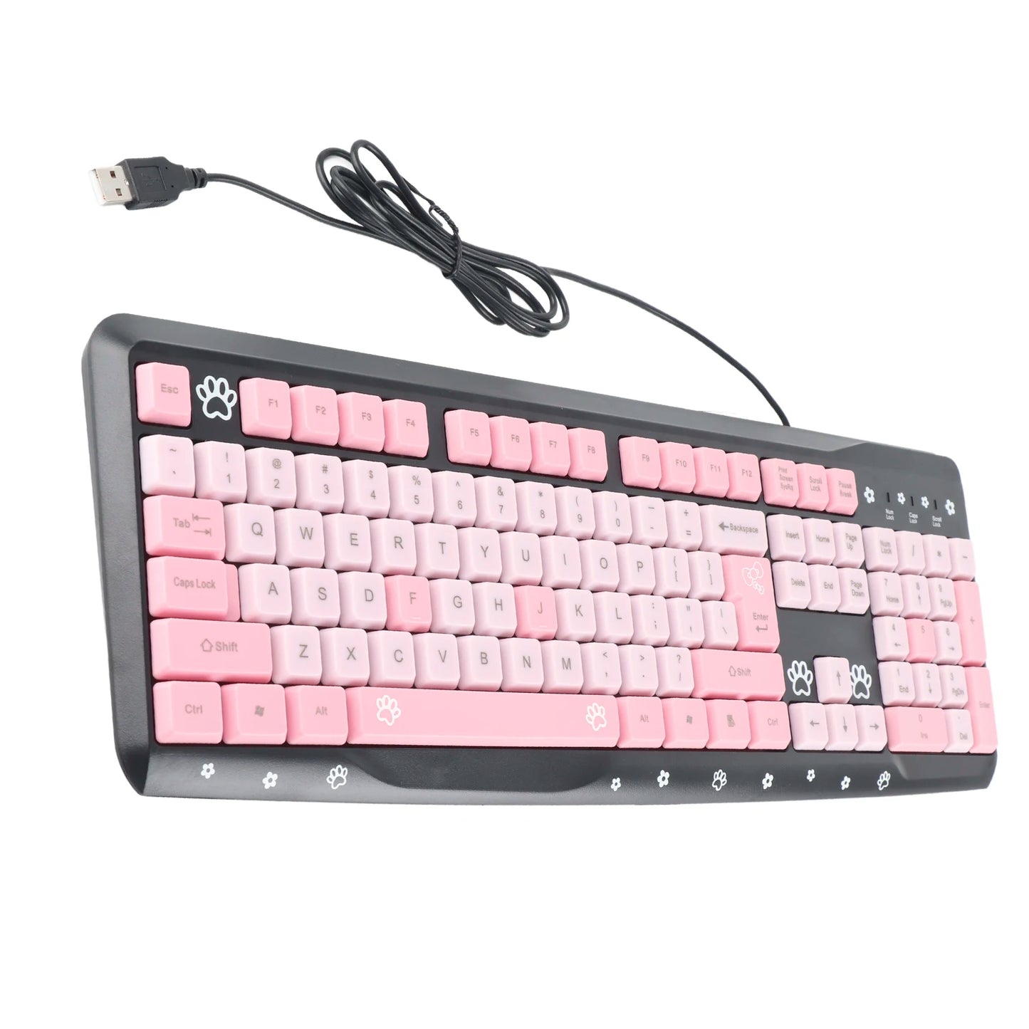 104 Keys USB Wired Keyboard Ultra Thin Cute Cartoon Ergonomic Computer Keyboard Plug and Play for Home PC Laptops
