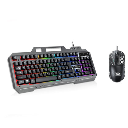 104 Keys Gaming Keyboard and Mouse Combo with RGB Backlit, All-Metal Panel Waterproof Light Up, USB Wired Computer Keyboards Gaming