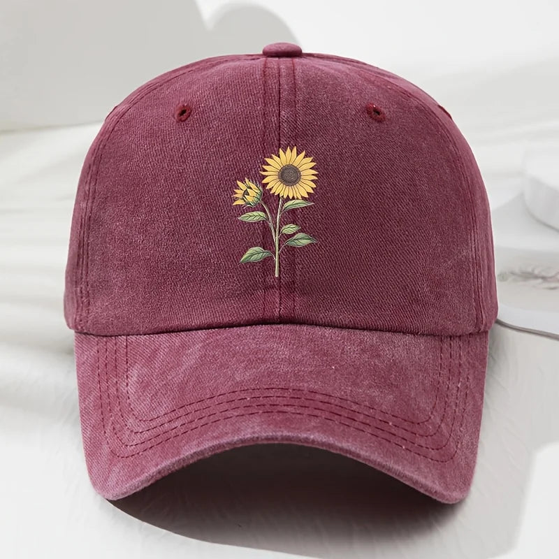 Retro Sunflower Pattern Baseball Hat Dad Hat, Suitable for Outdoor Sports, Fishing and Camping, Hiking Hat