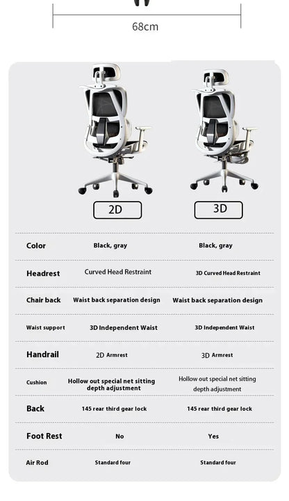 Ergonomic Gaming Office Chair Adjustable 3D Armrests Headrest Lumbar Support Computer Desk Chair with Footrest & Reclining Backrest