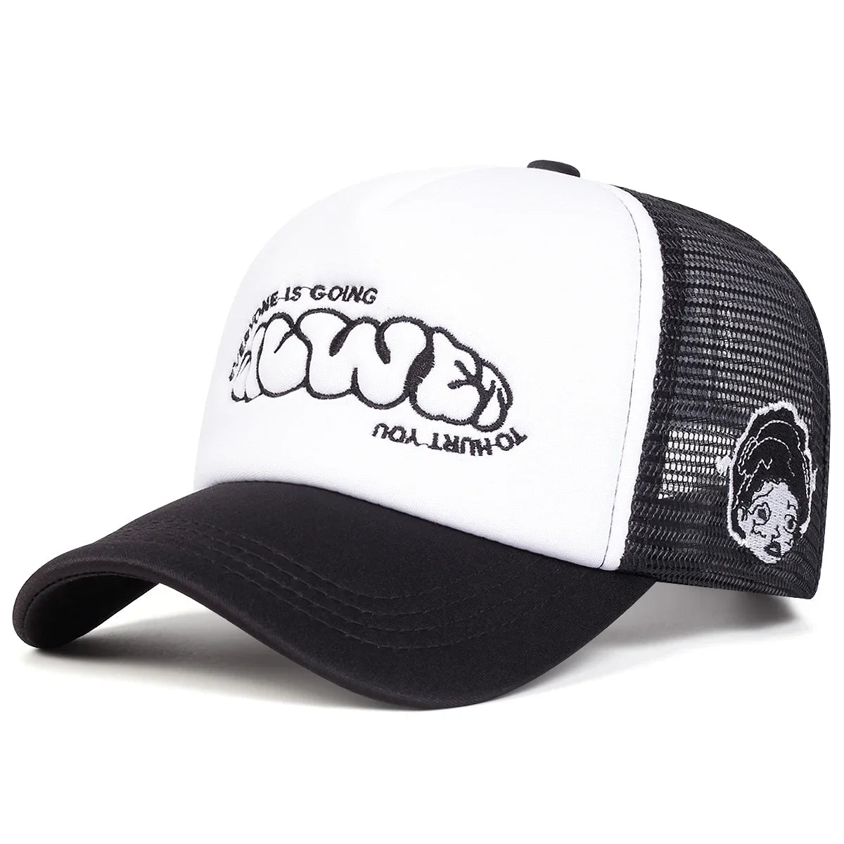 Unisex EVERYONE IS GOING Letter Embroidery Baseball Net Caps Adjustable Casual Hats Spring and Summer Outdoor Sunscreen Hat