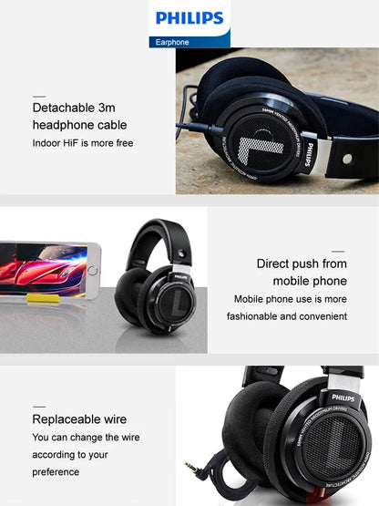 Philips Original SHP9500 Wired Headphones HiFi Stereo HD Mic Call Earphones Sports Running Headset iPhone Android Universal
