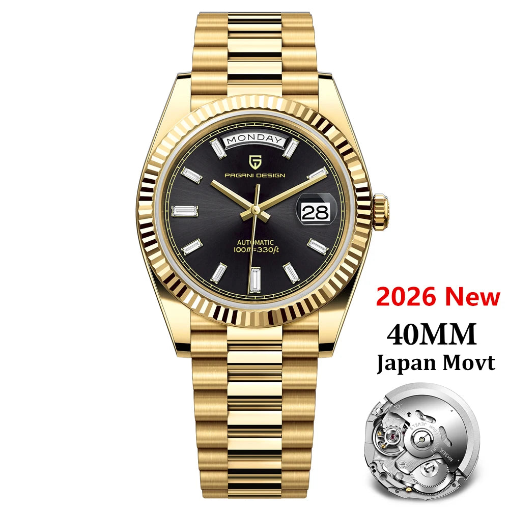 PAGANI DESIGN Men's Watches DD40 Gold White Luxury Automatic Watch Men Japan Movt Date Week Mechanical Watches For Men 2026 New