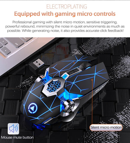UTHAI A7 Rechargeable Wireless Bluetooth Mouse, Silent Ergonomic Wireless Mouse with RGB Light, 2.4GHz Gaming & Office Mouse