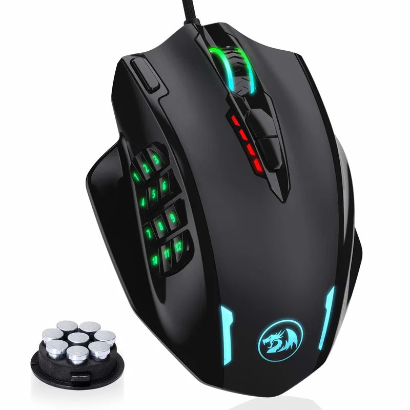Redragon M908 RGB Wired Gaming Mouse, 18 Programmable Buttons, 12400 DPI USB Gaming Mouse with Customizable RGB Backlight for PC & MMO Gaming