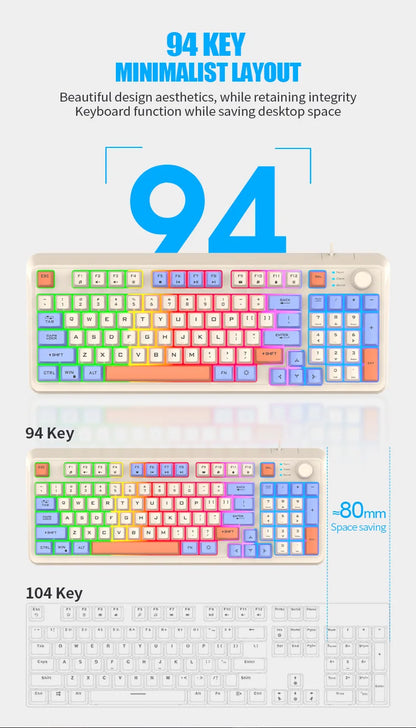 K81 Gaming Keyboard 81-Key 80% Wired RGB Gaming Keyboard with Volume Knob, Ergonomic USB Gaming Keyboard for PC, Laptop, Mac & Multi-Language Layouts