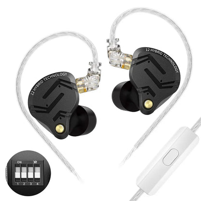 KZ ZS12 PRO X Hybrid Dynamic Balanced Armature IEM Earphones, HiFi In-Ear Monitor Headphones with Detachable Silver-Plated Cable, Studio-Grade Wired Earbuds