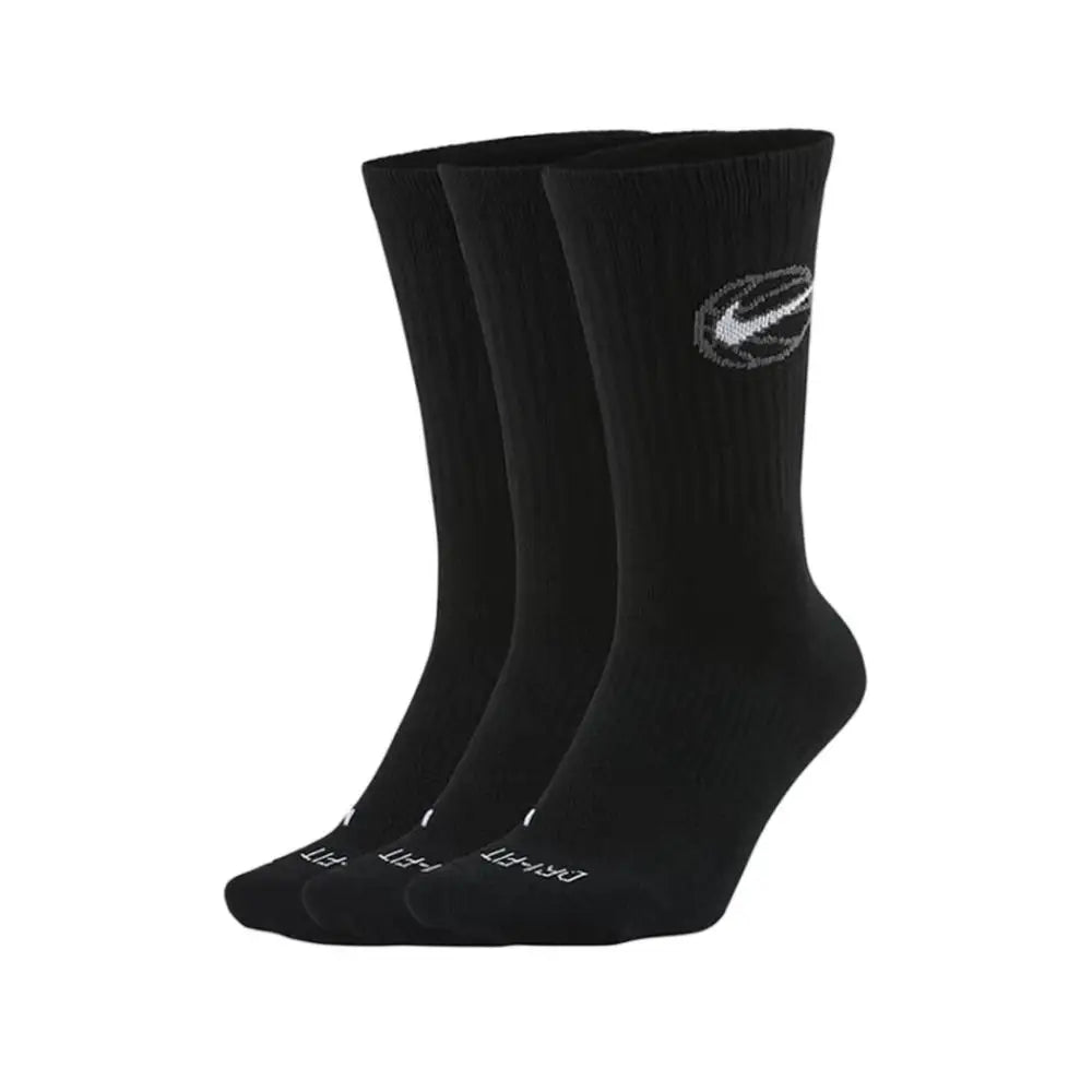 Nike EVERYDAY CREW: Stylish, comfortable, slip-resistant, and durable unisex soft basketball socks (3-pack)  DA2123-100