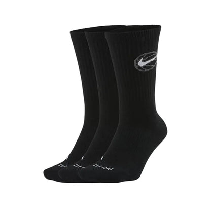 Nike EVERYDAY CREW: Stylish, comfortable, slip-resistant, and durable unisex soft basketball socks (3-pack)  DA2123-100