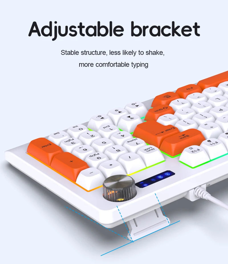 93 Keys Wired RGB Gaming Keyboard Two Tone PBT Ball Keycaps Mechanical Feeling Portable Keyboard for Laptop Office Gamer Typing