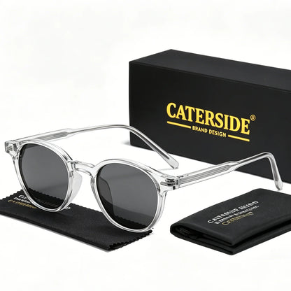 Caterside Polarized Round Sunglasses Men TR Frame Core Insert Leg Sun Glasses Women Set Retro Driving Fishing Punk Eyewear UV400
