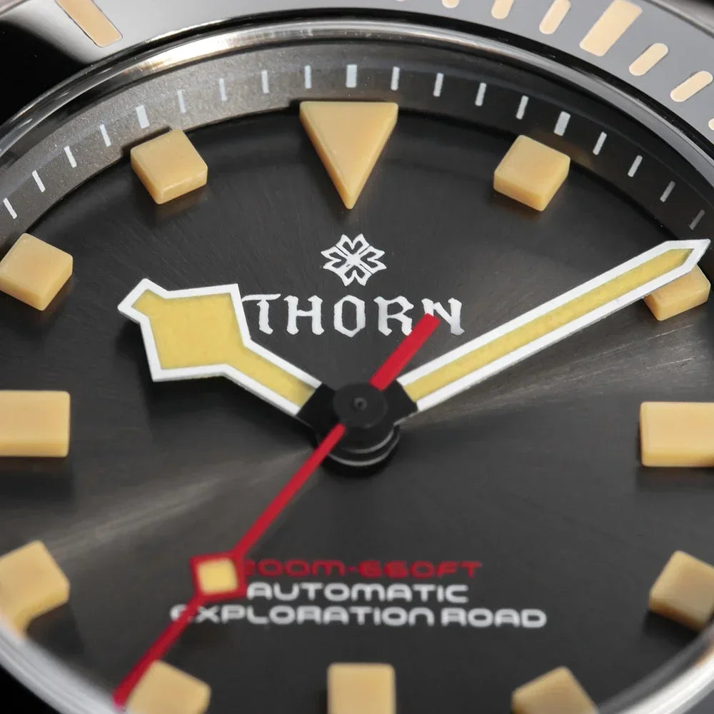 THORN 39mm Titanium Watch Men Homage Vintage PT5000 Movement Automatic Sapphire Crystal C3 Super Luminous 200M Waterproof Watch