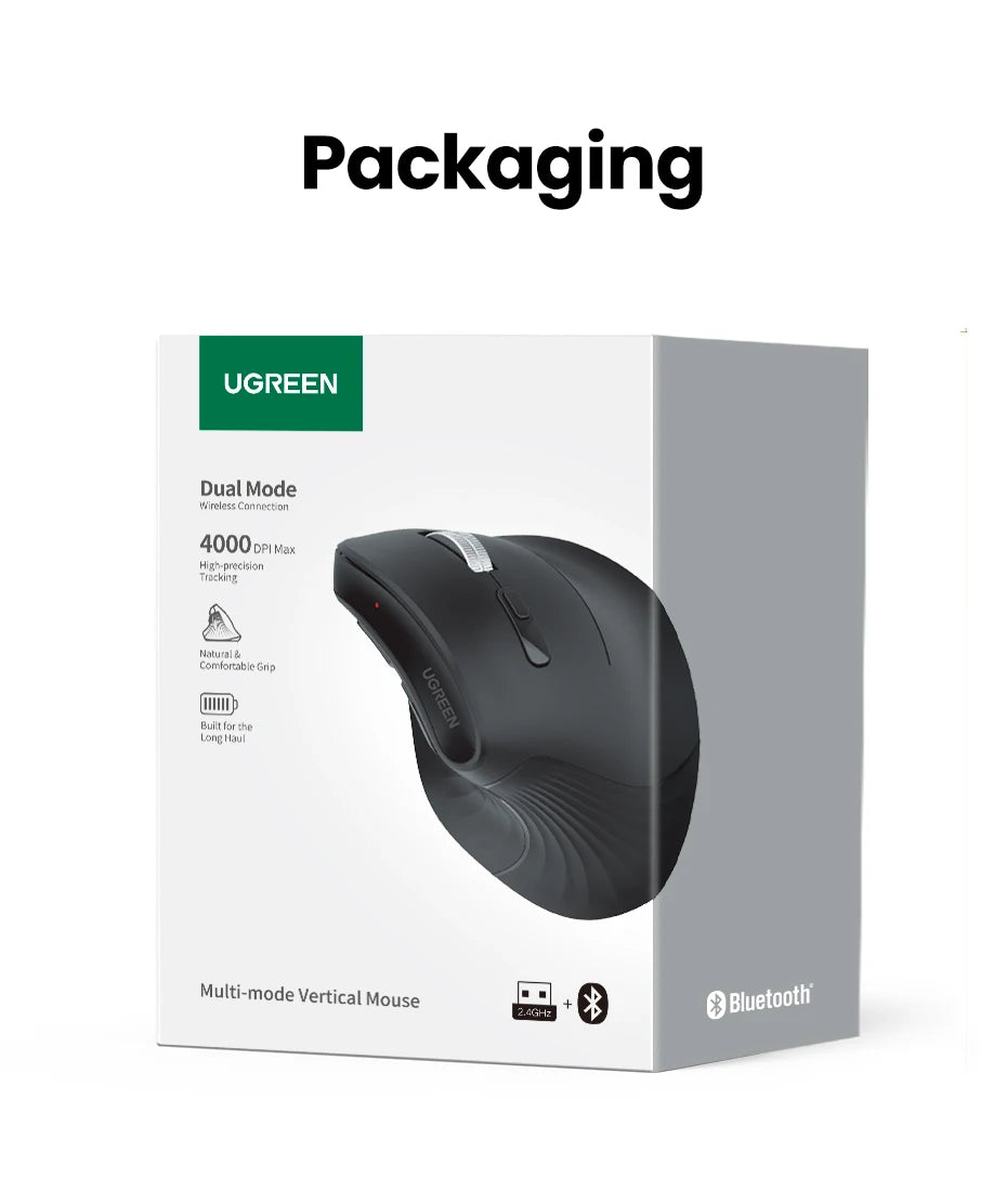 Draadloze muis Bluetooth 5.0 2.4G ergonomisch 4000DPI 6 stille knoppen voor MacBook, tablet, laptops, computer en pc