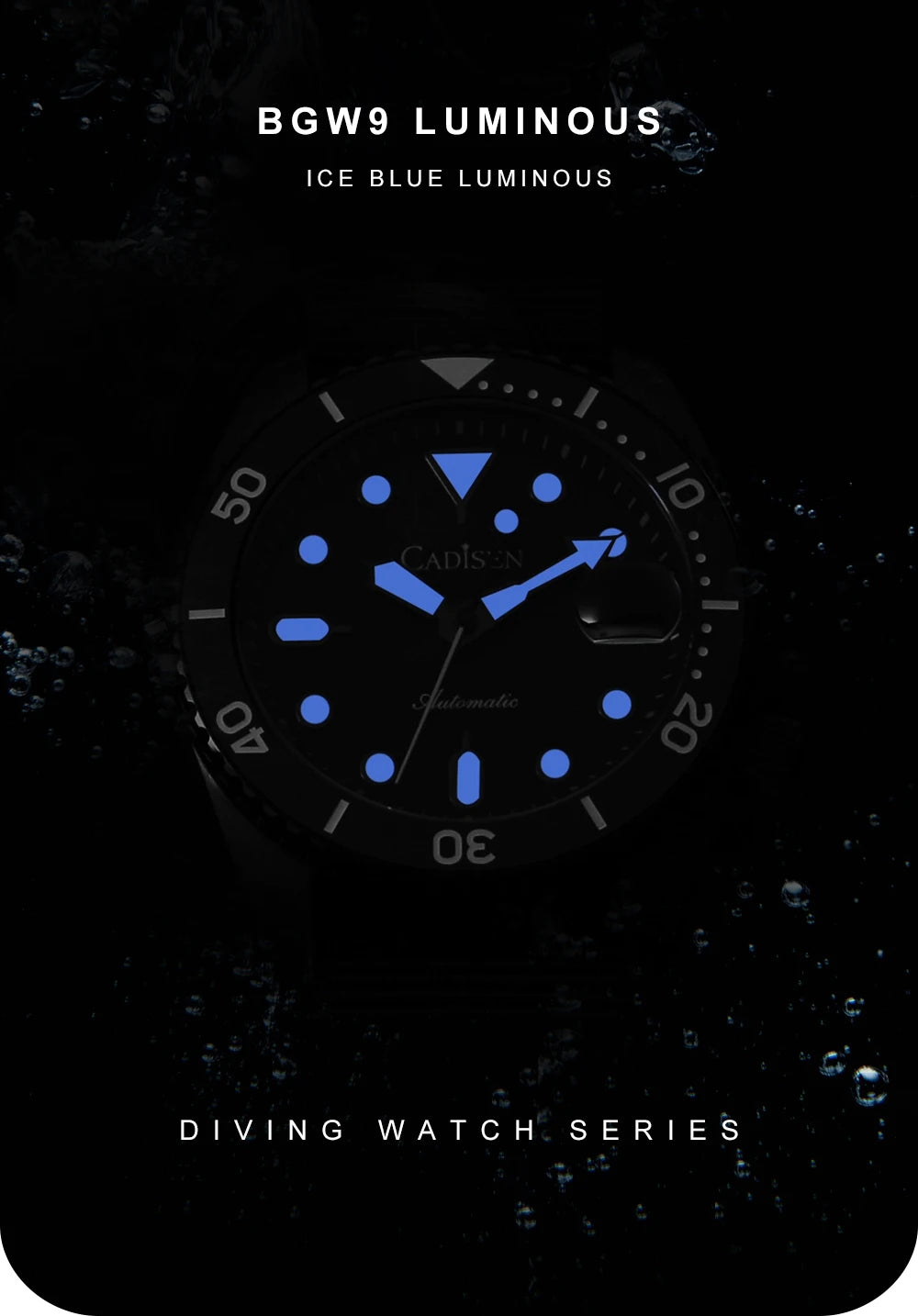 CADISEN New Luminous Men Mechanical Wristwatches Ceramic Bezel Sapphire Glass Automatic Watch Men Relogio Masculino