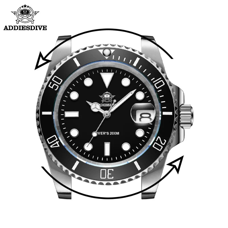 ADDIESDIVE klassische Herrenuhr mit Keramiklünette, 200m wasserdicht, lässige Quarzuhr mit BGW9 blauer Leuchtmasse, Geschenkuhr MY-H3-2