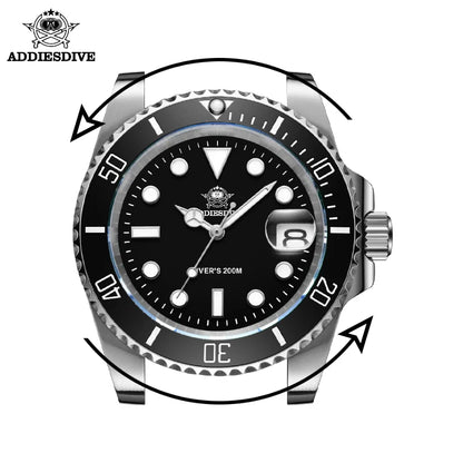 ADDIESDIVE klassische Herrenuhr mit Keramiklünette, 200m wasserdicht, lässige Quarzuhr mit BGW9 blauer Leuchtmasse, Geschenkuhr MY-H3-2