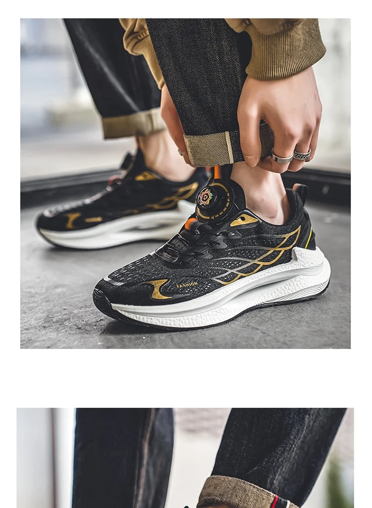 Zapatillas deportivas informales de verano transpirables para hombre, nuevas zapatillas de running de malla transpirable, modernas y versátiles, con hebilla giratoria, adecuadas para deportes al aire libre y para el día a día