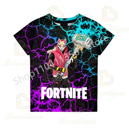 Dječja F-Fortnited majica Battle Game za odrasle, kratkih rukava, ljetna majica za tinejdžere i tinejdžerice
