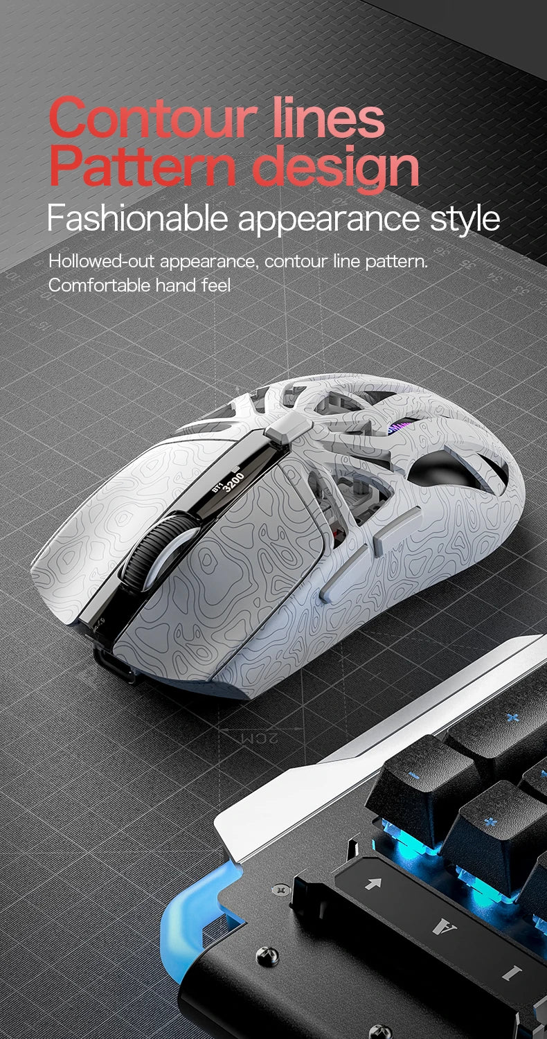 SMAILWOLF M8 Wireless Bluetooth Tri-Mode Gaming Mouse, 12000 DPI Lightweight RGB Gaming Mouse with PAW3311 Sensor, Magnetic Charging Dock