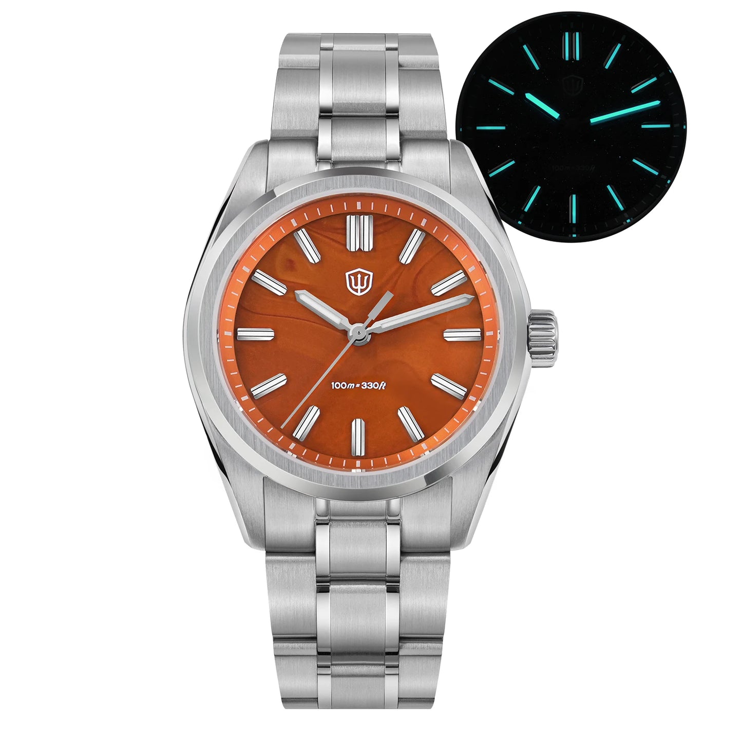 Watchdives New WD0003B Aventurine Dial Watch VH31 Quartz Movement Sapphire Crystal Luminous 100m Waterproof 36mm Vintage Watch