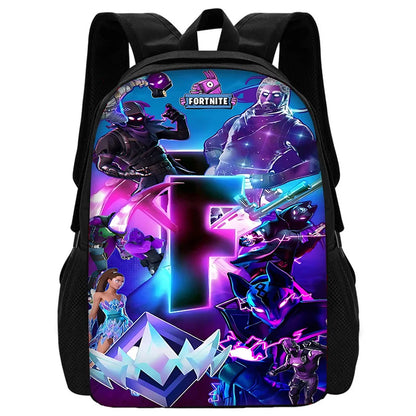 Mochila Escolar Infantil com Lancheira e Estojo, Design de Jogo Popular F-FortniteS, Mochila Escolar para Rapazes e Raparigas, Presente Ideal