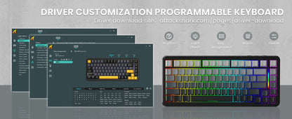 ATTACK SHARK M86 Wireless Mechanical Gaming Keyboard, 75% Gasket Hot Swappable RGB Mechanical Keyboard with Side-Printed PBT Keycaps, Tri-Mode Custom Gaming Keyboard